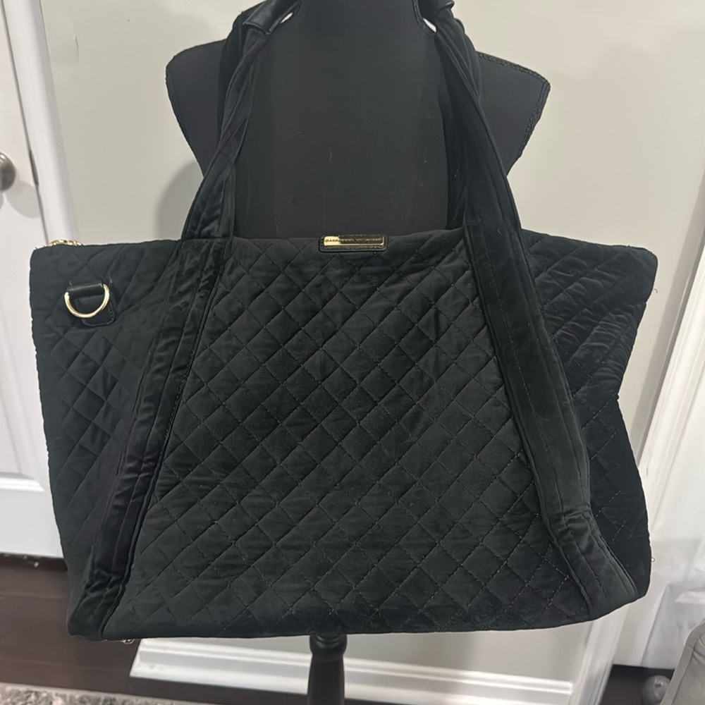 ADRIENNE VITTADINI DIAMOND QUILTED VELVET XXL TRAVEL DUFFLE- missing long strap